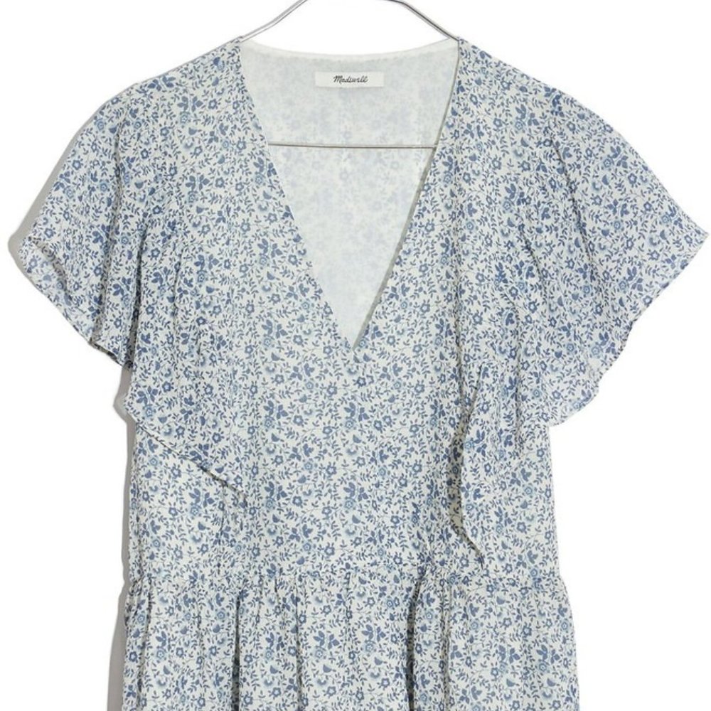 NEW Madewell Georgette Ruffle-Sleeve Peplum Top
